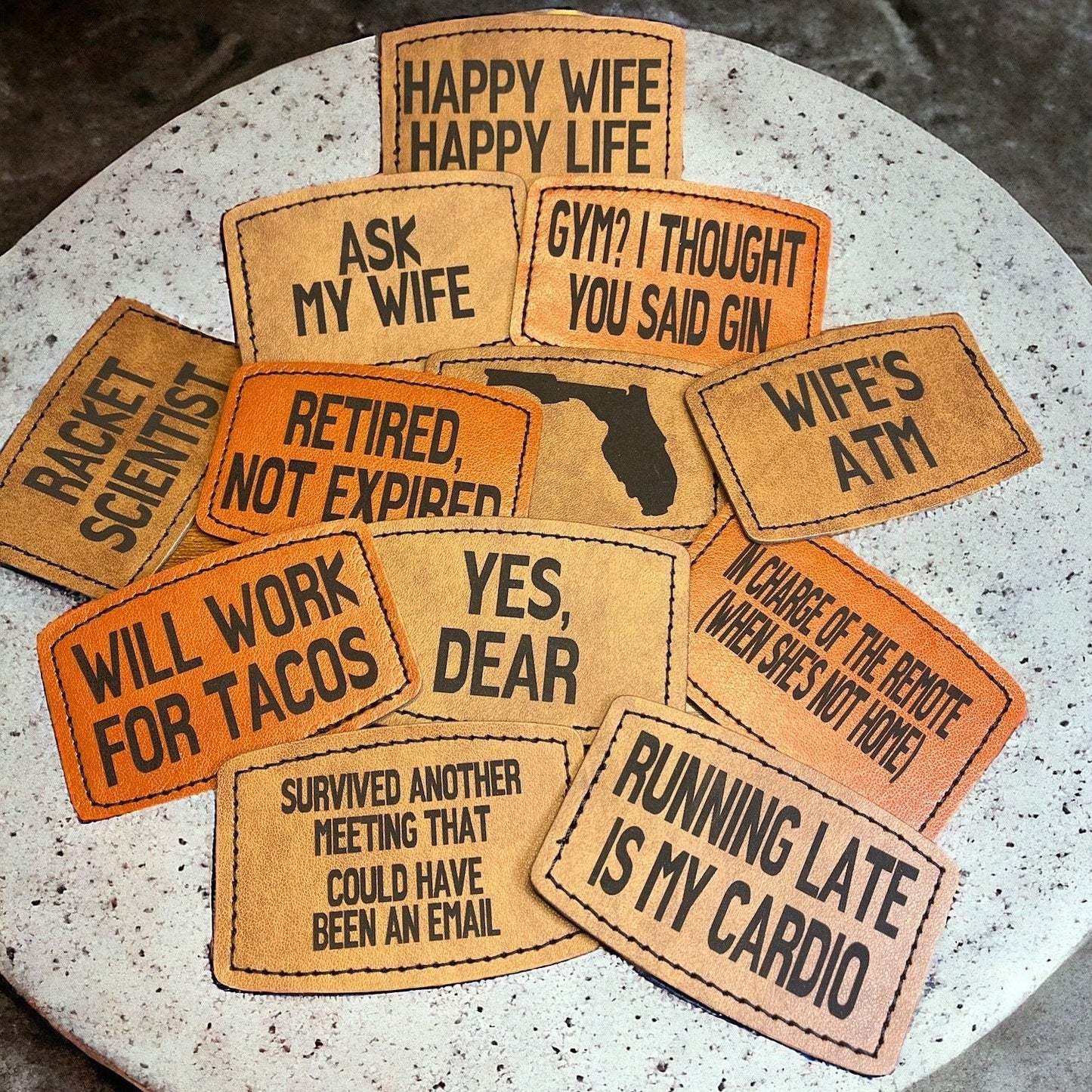 Custom Funny Hat Patches- Gift for him: "In Charge of Remote," "Ask My Wife," "Happy Wife Happy Life," "Yes Dear," & More! Easy Iron-On