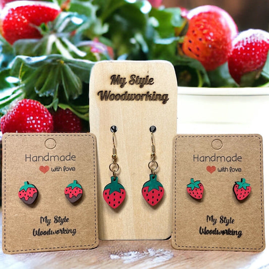 Handmade Strawberry & Chocolate-Dipped Earrings - Hypoallergenic, Wooden, Painted - Perfect for Plant City Strawberry Festival - Lakeland FL