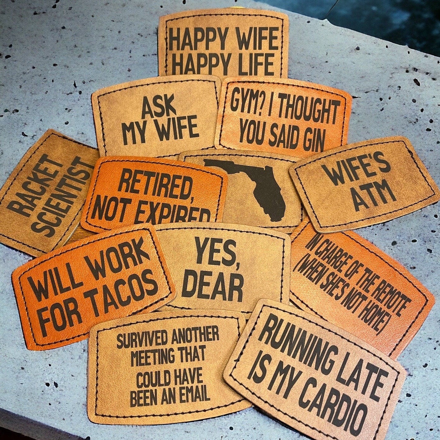 Custom Funny Hat Patches- Gift for him: "In Charge of Remote," "Ask My Wife," "Happy Wife Happy Life," "Yes Dear," & More! Easy Iron-On