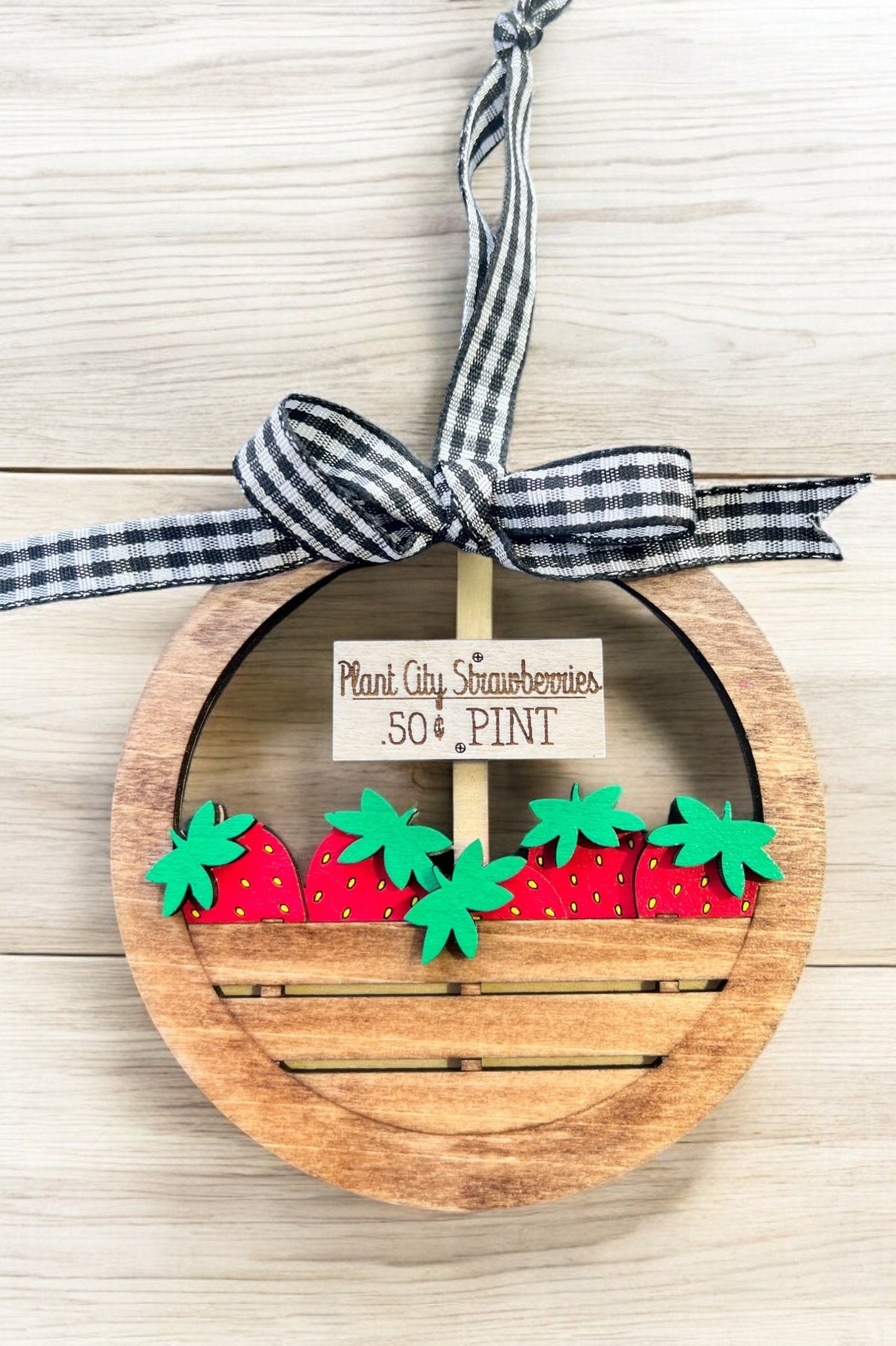 Custom Strawberry Basket Ornament – Hand-Painted & Assembled – Personalized with Your City- Plant City Strawberry-Themed Decor-FREE SHIPPING