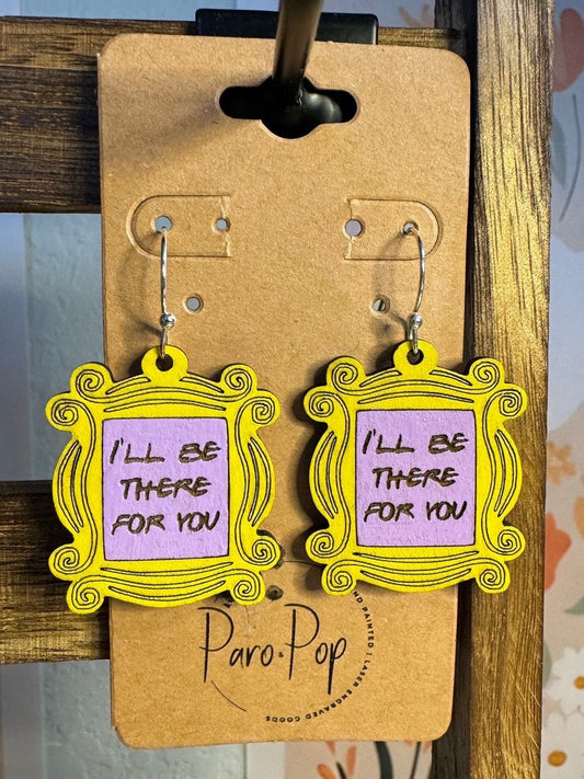 Friends TV Show Frame Earrings - Flat or 3D Style - Ill Be There for You - Rachel Green - Monica Geller - Unique TV Show Jewelry