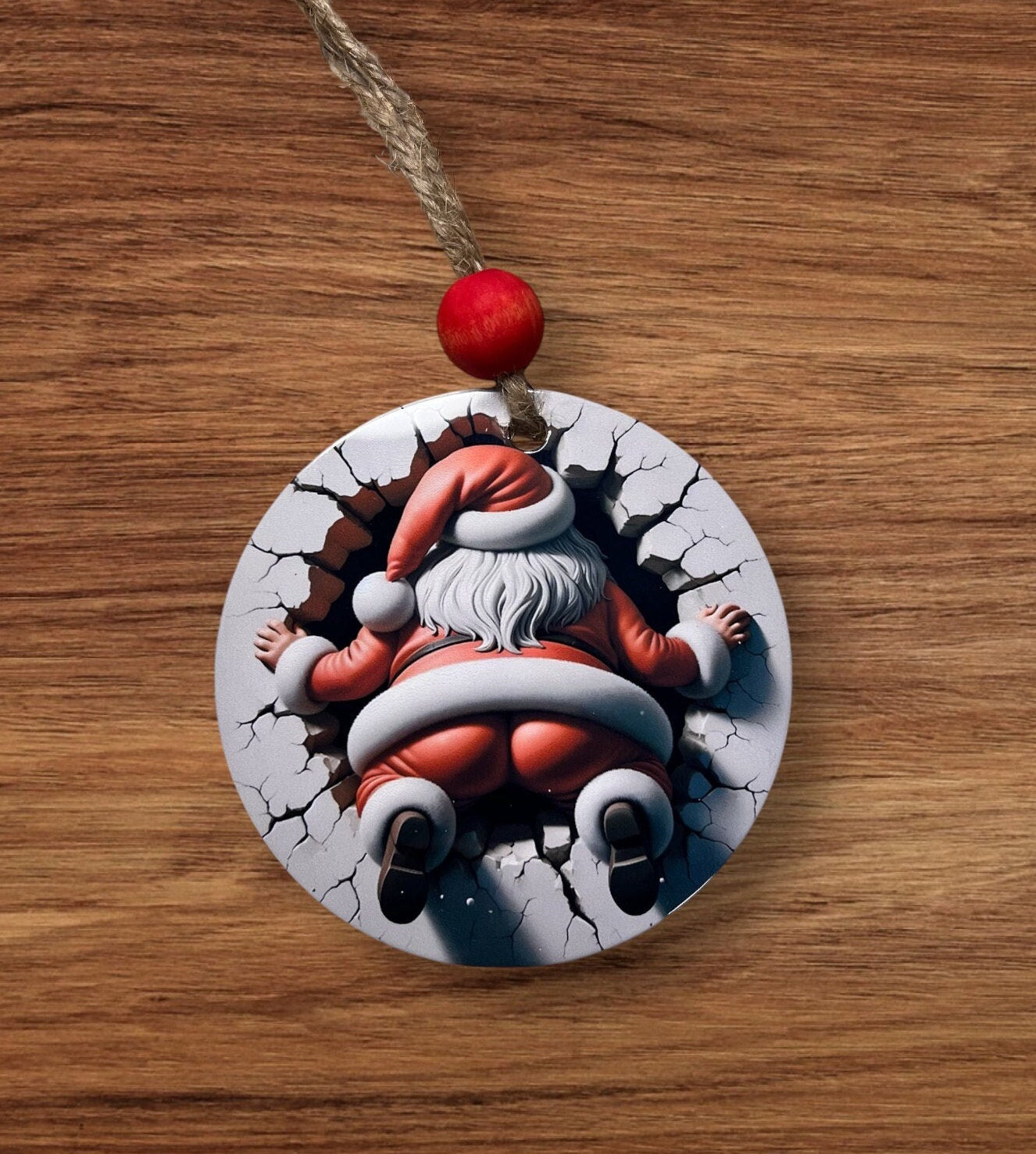 3D Santa Breakthrough Ornament | Funny Santa Bum Christmas Decor