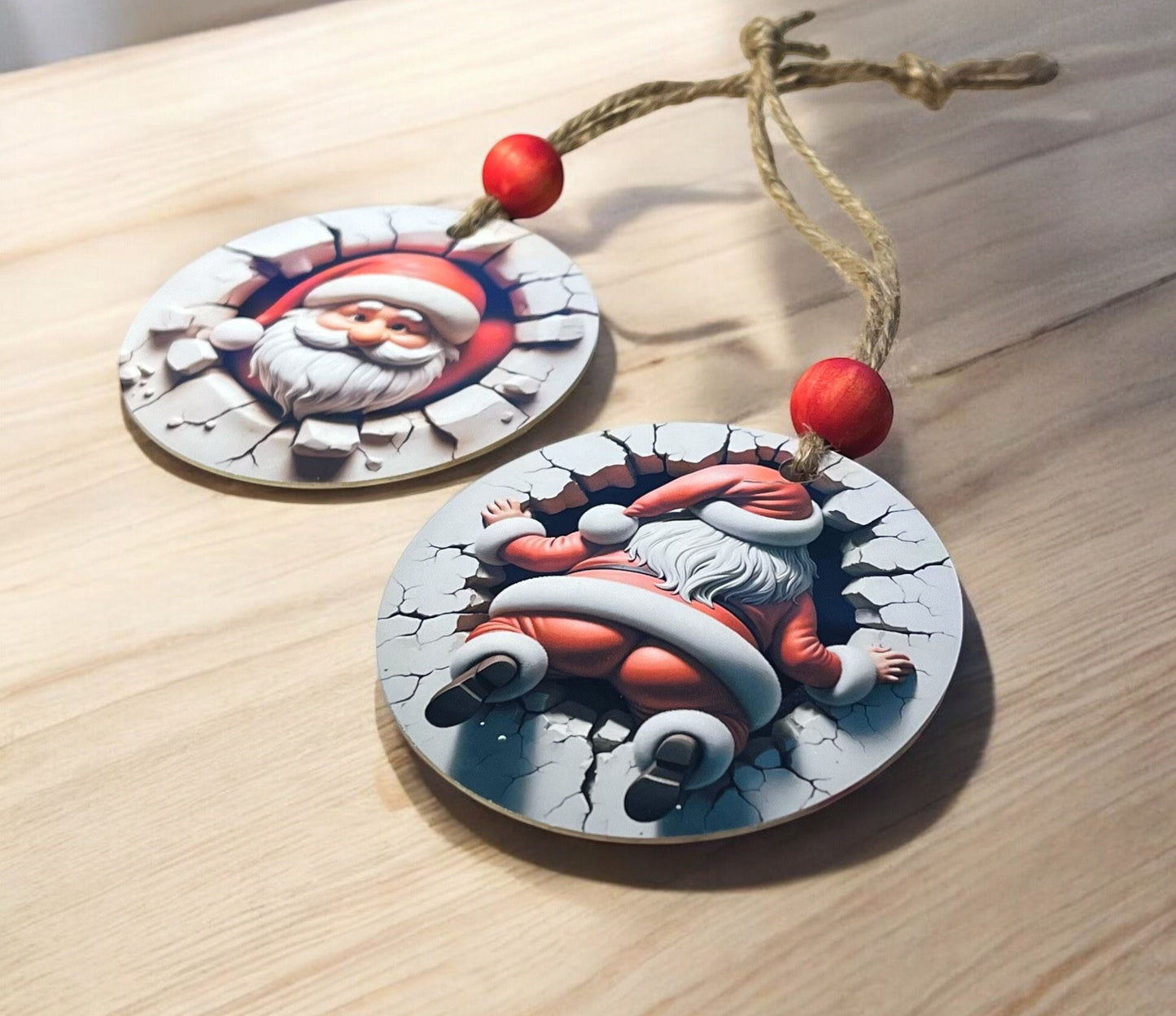 3D Santa Breakthrough Ornament | Funny Santa Bum Christmas Decor