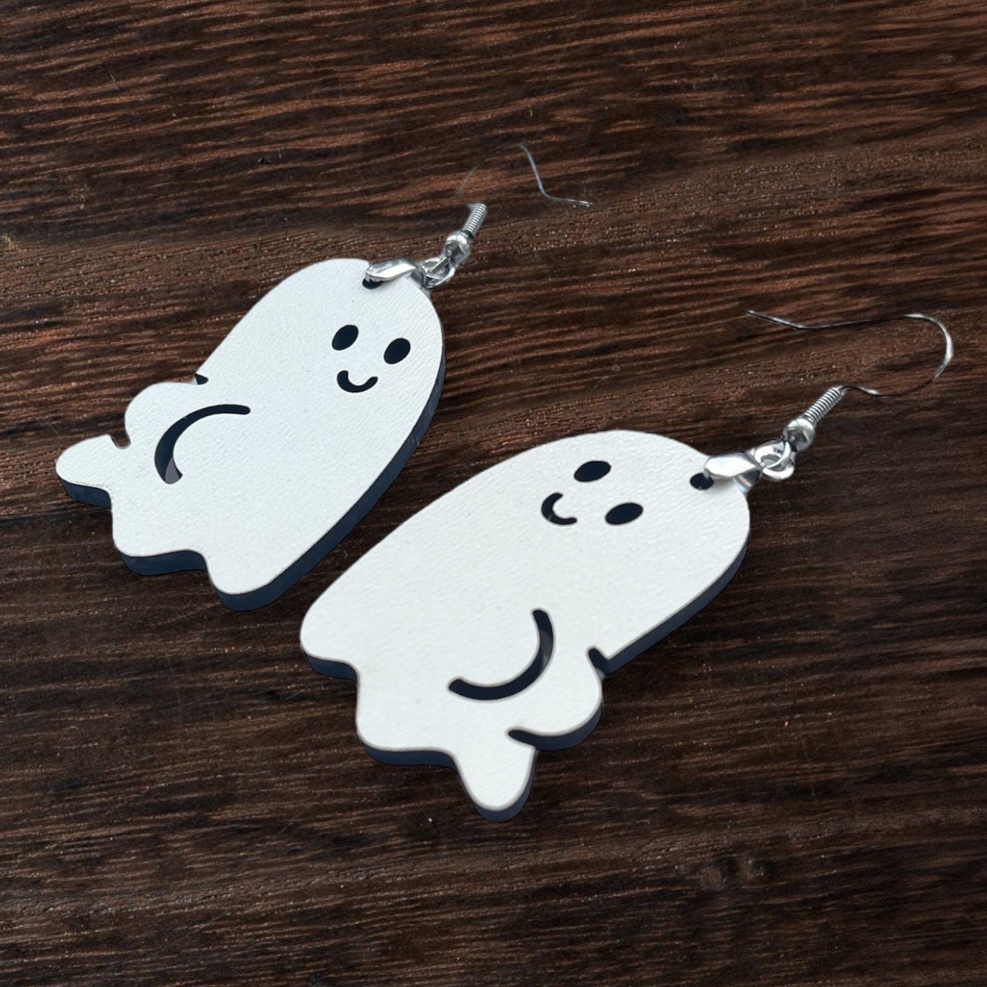 Funny Ghost Butt Cheeks Earrings | Halloween Dangle Earrings | Laser Etched Wooden Ghost Jewelry | Quirky Spooky Accessories