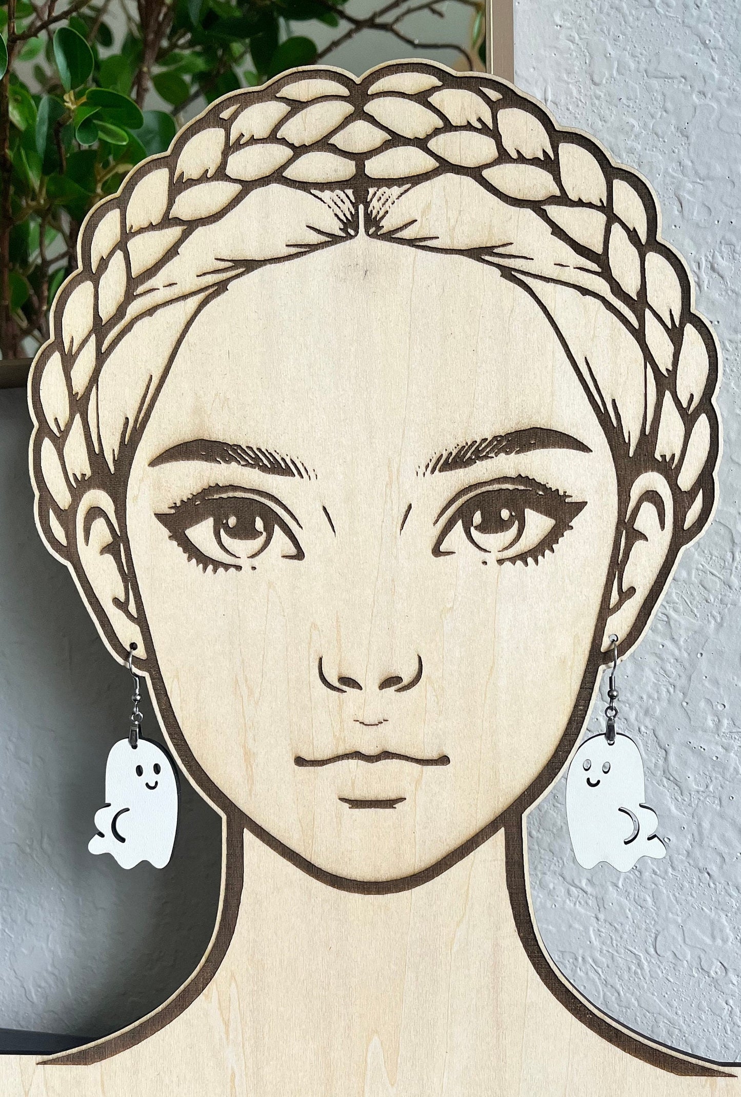 Funny Ghost Butt Cheeks Earrings | Halloween Dangle Earrings | Laser Etched Wooden Ghost Jewelry | Quirky Spooky Accessories