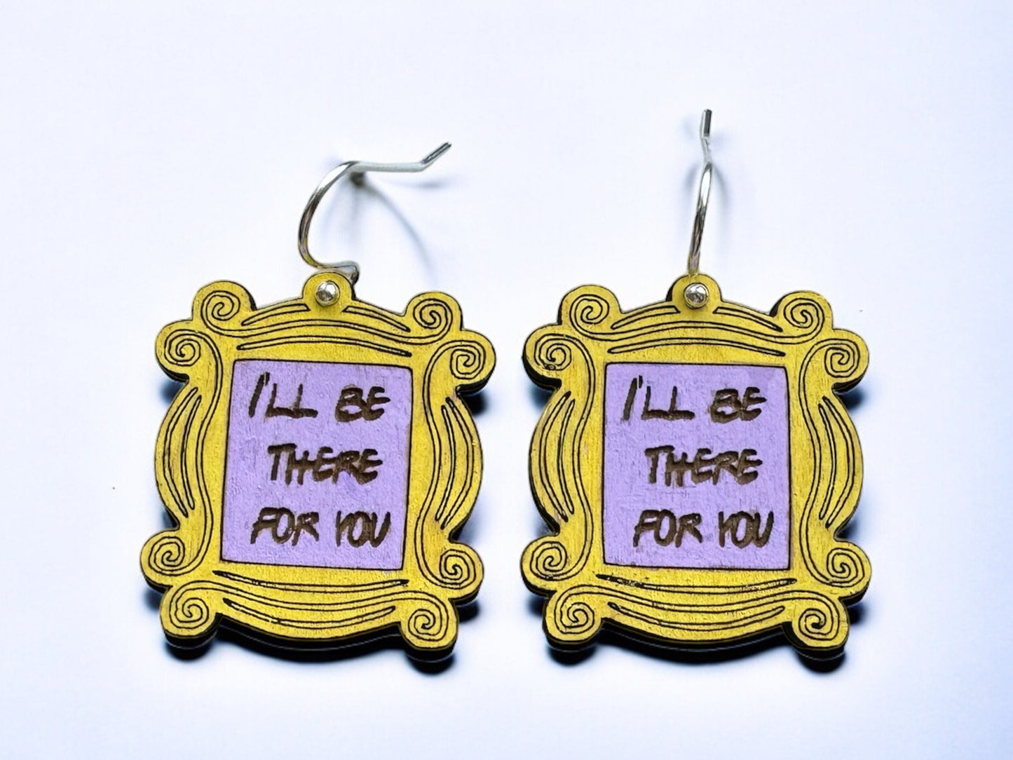 Friends TV Show Frame Earrings - Flat or 3D Style - Ill Be There for You - Rachel Green - Monica Geller - Unique TV Show Jewelry