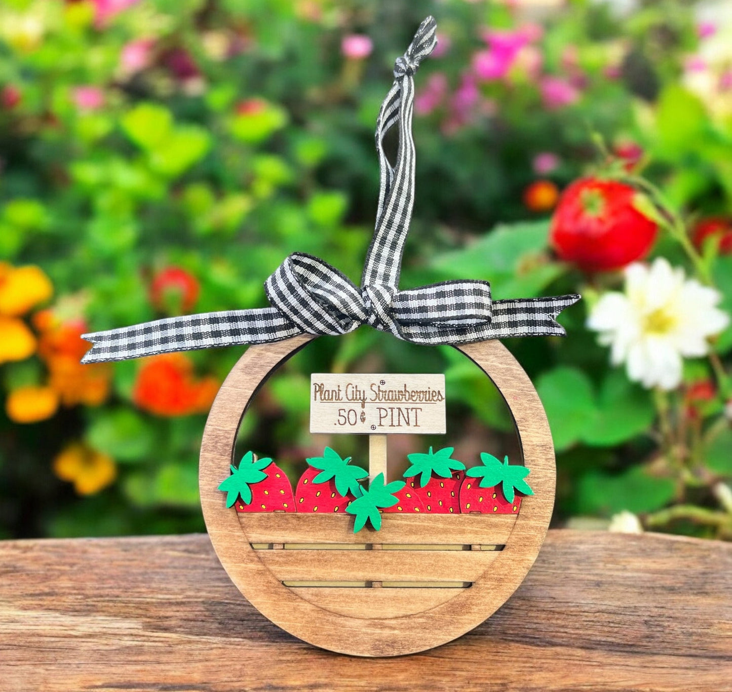 Custom Strawberry Basket Ornament – Hand-Painted & Assembled – Personalized with Your City- Plant City Strawberry-Themed Decor-FREE SHIPPING