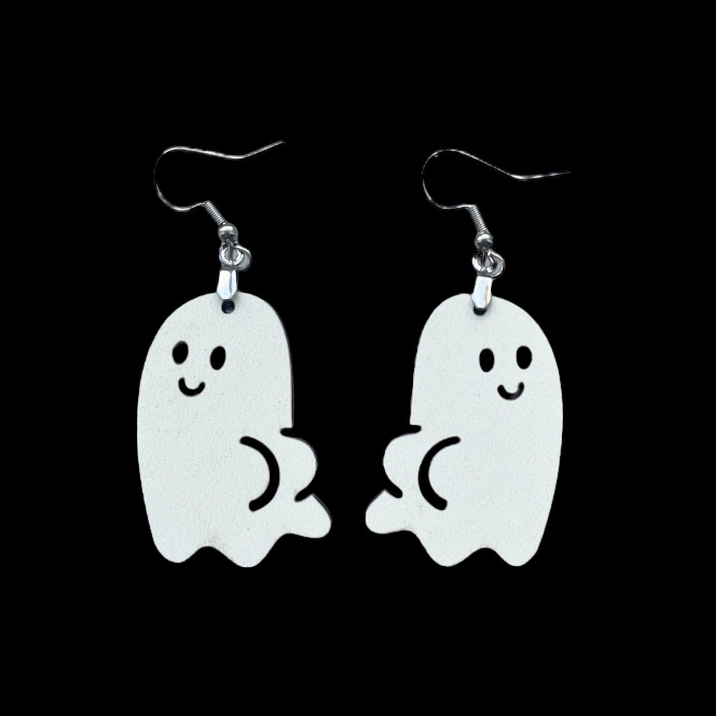 Funny Ghost Butt Cheeks Earrings | Halloween Dangle Earrings | Laser Etched Wooden Ghost Jewelry | Quirky Spooky Accessories