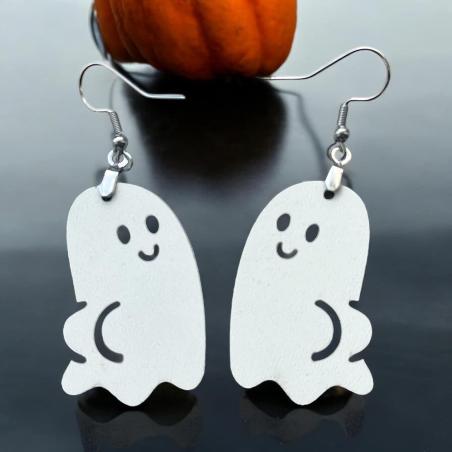 Funny Ghost Butt Cheeks Earrings | Halloween Dangle Earrings | Laser Etched Wooden Ghost Jewelry | Quirky Spooky Accessories