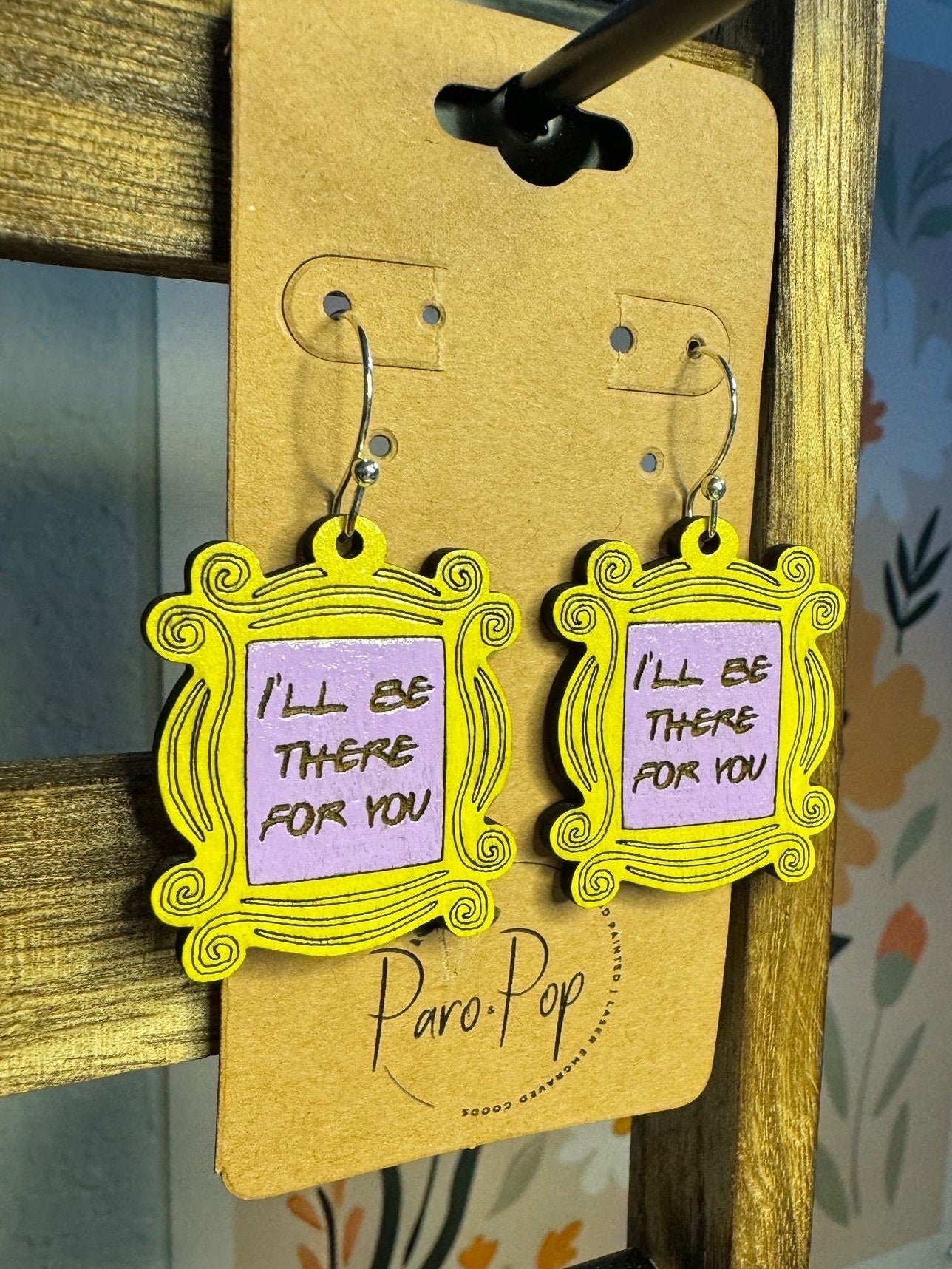 Friends TV Show Frame Earrings - Flat or 3D Style - Ill Be There for You - Rachel Green - Monica Geller - Unique TV Show Jewelry